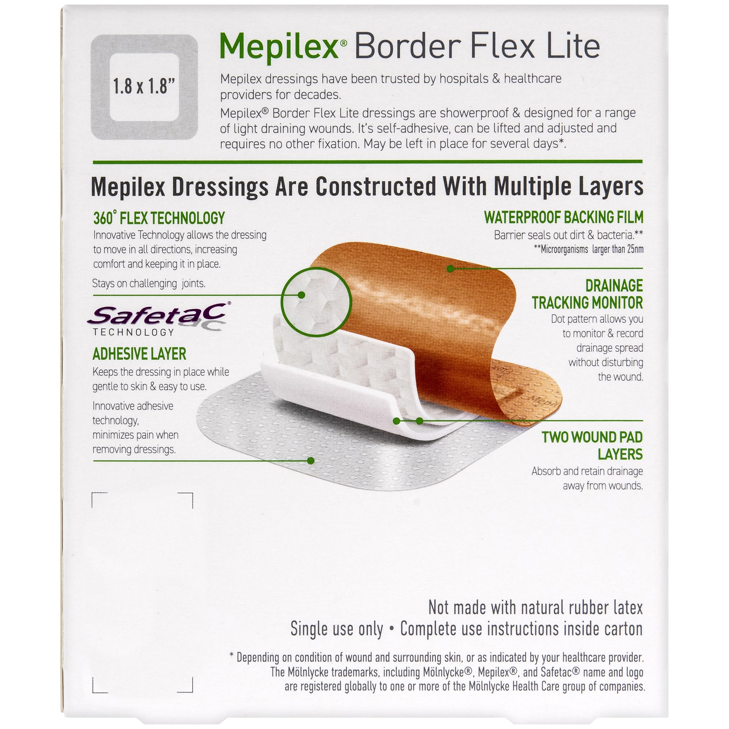 Amazon.com: Mepilex Border Flex Lite 3 x 3 in (7.5x7.5 cm